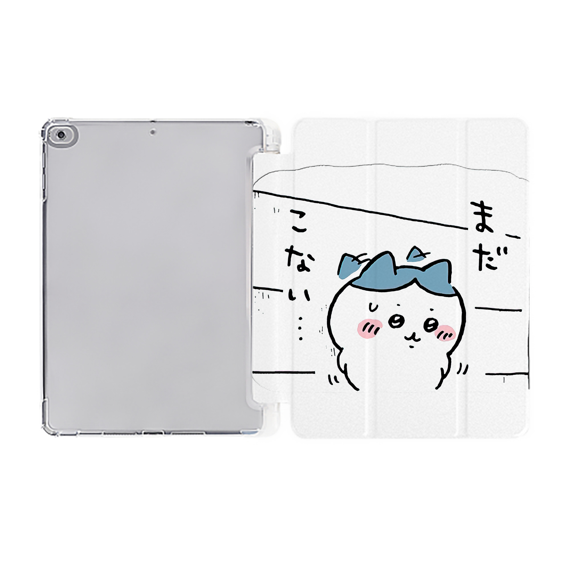 （画像用） ちいかわ ハチワレ Chii-kawa hachiware IPad ケース ペン収納付き 三つ折りスタンド PUレザー×シリコン 対応機種9.5/10.5/10.9インチ